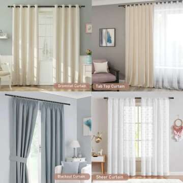 Black Curtain Rods for Windows 66 to 132”- 1 Inch Heavy Duty Blackout Curtain Rod Set,Adjustable Farmhouse Drapery Rods with Brackets for Home & Outdoor