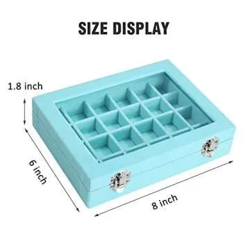 Vicoter Velvet Jewelry Box 24 Grid Jewelry Ring Display Organiser Box Tray Holder Earrings Storage C...