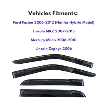 KPY Rain Guard Window Visors for Ford Fusion Lincoln MKZ Mercury Milan