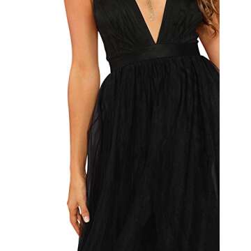 Floerns Women's Plunging Neck Spaghetti Strap Maxi Cocktail Party Dress Black S
