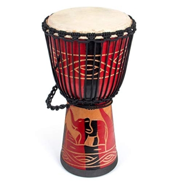Aklot Djembe Drum - Hand-Carved Mahogany with Goatskin Head