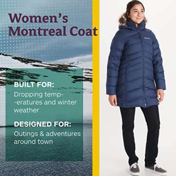 MARMOT Women's Montreal Mid-Thigh Length Down Puffer Coat, Jet Black, Small