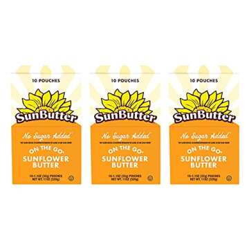 SunButter® Sunflower Seed Butter No Sugar Added (1.1 oz Pouches | Pack Of 30): Pure Blend of Roasted Sunflower Seeds & Less Salt, Gluten-Free, High-Protein, Vegan Delight for the Health-Conscious