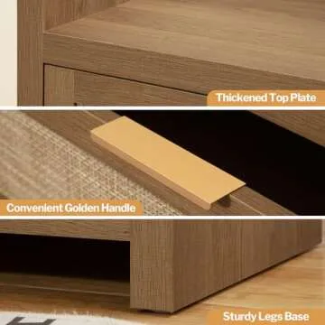 Stylish SICOTAS Dresser with 4 Rattan Drawers for Storage