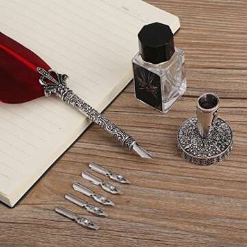 Eboxer 2 Colors Calligraphy Pen Set Vintage Quill Pen with Refined Plated Rod, Pen for Writing Signa...