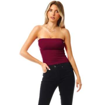 MixMatchy Women's Solid Casual Summer Side Shirring Scrunched Double Layered Tube Top 3PACK - Black/...