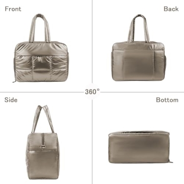 Weekender Fluffy Bag Quilted Nylon Puffer Tote Bag Personal Item Bag for Airlines Overnight Bag Gym Bag