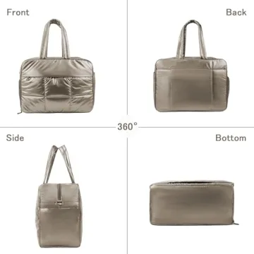 Weekender Fluffy Bag Quilted Nylon Puffer Tote Bag Personal Item Bag for Airlines Overnight Bag Gym Bag