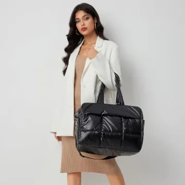 Weekender Fluffy Bag Quilted Nylon Puffer Tote Bag Personal Item Bag for Airlines Overnight Bag Gym Bag