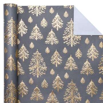 WRAPAHOLIC 3D Kraft Christmas Wrapping Paper Roll - Mini Roll - 17 Inch x 16.5 Feet - Gold and Dark ...