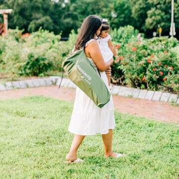 Baby Delight Go with Me Venture Portable Chair | Indoor and Outdoor | Sun Canopy | 3 Child Growth Stages | Moss Bud Green