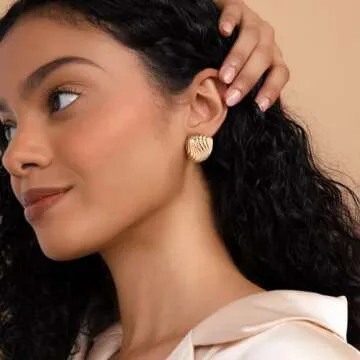 HESSAWELL Gold Statement Stud Earrings for Women Chunky Gold Earrings for Women Trendy Jewelry