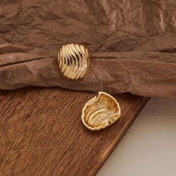 HESSAWELL Gold Statement Stud Earrings for Women Chunky Gold Earrings for Women Trendy Jewelry