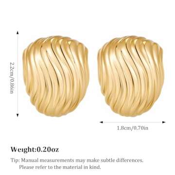HESSAWELL Gold Statement Stud Earrings for Women Chunky Gold Earrings for Women Trendy Jewelry