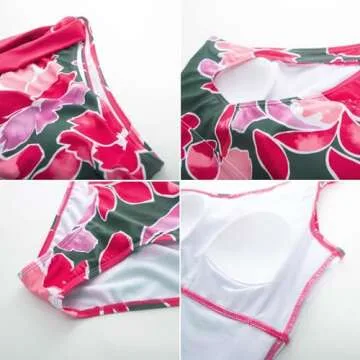 GRACE KARIN One Piece Swimsuit for Women Tummy Control Pink Floral One Shoulder Bathing Suit for Summer Beach Vacation