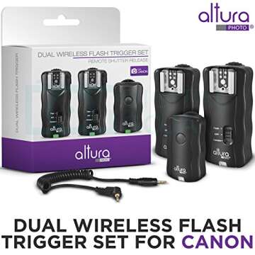 (2 Trigger Pack) Altura Photo Wireless Flash Trigger for CANON w/Remote Shutter (Canon EOS 80D, 77D,...
