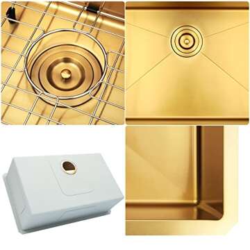 Lonsince Gold Stainless Steel Undermount Kitchen Sink
