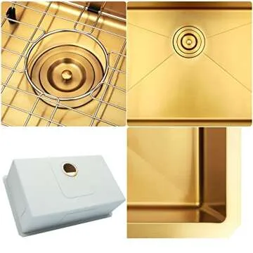 Lonsince Gold Stainless Steel Undermount Kitchen Sink