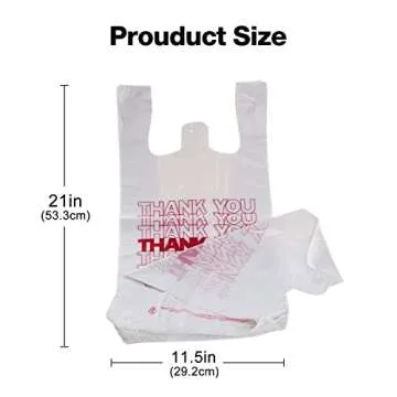 TashiBox Plastic bags with handles，thank you bags，Measures 11.5" X 6.25" X 21", 15mic, 0.6 Mil (400 Count),Reusable and Disposable Grocery Bags
