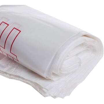 TashiBox Plastic bags with handles，thank you bags，Measures 11.5" X 6.25" X 21", 15mic, 0.6 Mil (400 Count),Reusable and Disposable Grocery Bags