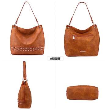 Montana West Purses for Women Hobo Bags Large Leather Handbags Shoulder Satchel Bag for Gift Travel Casual Work MWC-047DBR