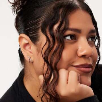 MUMREUES Silver Earrings for Women Trendy,14K White Gold Stud Earrings Dainty Earrings Simple Minimalist Silver Earrings Hypoallergenic Earring for Women Gifts