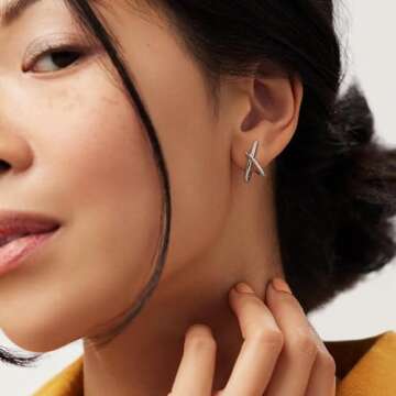 MUMREUES Silver Earrings for Women Trendy,14K White Gold Stud Earrings Dainty Earrings Simple Minimalist Silver Earrings Hypoallergenic Earring for Women Gifts