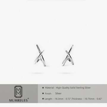 MUMREUES Silver Earrings for Women Trendy,14K White Gold Stud Earrings Dainty Earrings Simple Minimalist Silver Earrings Hypoallergenic Earring for Women Gifts