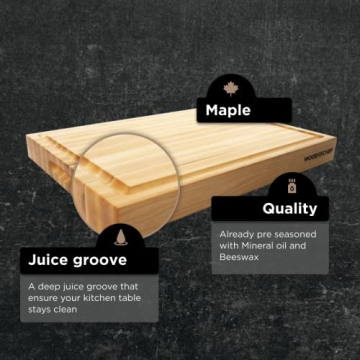Large Maple Cutting Board with Juice Groove - Eco-Friendly Design