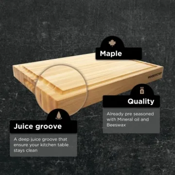 Large Maple Cutting Board with Juice Groove - Eco-Friendly Design