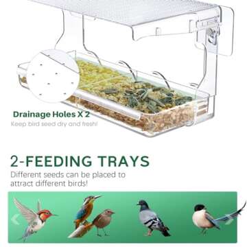 SUNALLY Window Bird Feeder for Bird Watching Outdoors