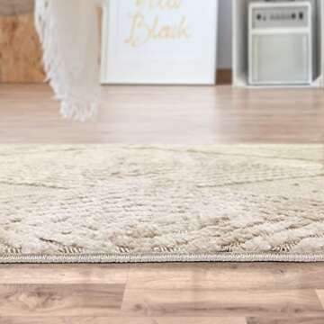 Antep Rugs Palafito 5x7 Geometric Shag Diamond High-Low Pile Textured Indoor Area Rug (Beige, 5'3" x 7'6")