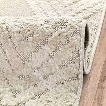 Antep Rugs Palafito 5x7 Geometric Shag Diamond High-Low Pile Textured Indoor Area Rug (Beige, 5'3" x 7'6")