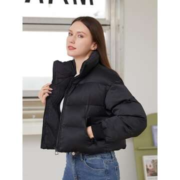 GEMLON Women's Cropped Puffer Jacket - Stylish Winter Wear