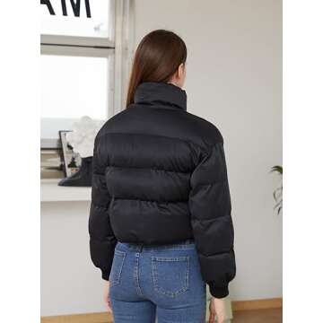 GEMLON Women's Cropped Puffer Jacket - Stylish Winter Wear
