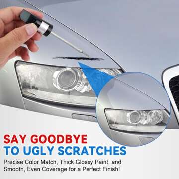 Touch Up Paint for Cars, Silver Car Paint Touch Up Pen, Car Paint Scratch Repair, Auto Paint Repair Pen, Professional Seamless Coverage, Color Accurate, Long lasting Adhension, Fast Drying