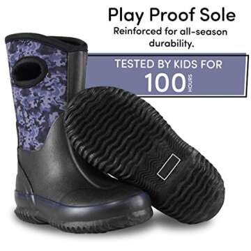 Lone Cone Insulating All Weather MudBoots for Toddlers and Kids - Warm Neoprene Boots for Snow, Rain, and Muck - Stormy Camo, 10 Toddler