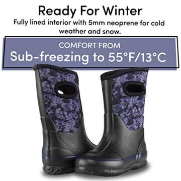 Lone Cone Insulating All Weather MudBoots for Toddlers and Kids - Warm Neoprene Boots for Snow, Rain, and Muck - Stormy Camo, 10 Toddler