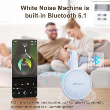 White Noise Sound Machine, Portable Sound Machine for Sleeping Adults & Baby, with Bluetooth 5.1/24 ...