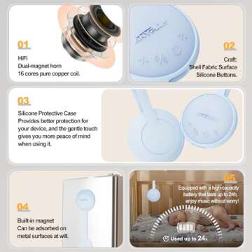 White Noise Sound Machine, Portable Sound Machine for Sleeping Adults & Baby, with Bluetooth 5.1/24 Soothing Sounds/Battery Powered/3 Timer Memory Function for Office/Bedroom/Travel（Blue）