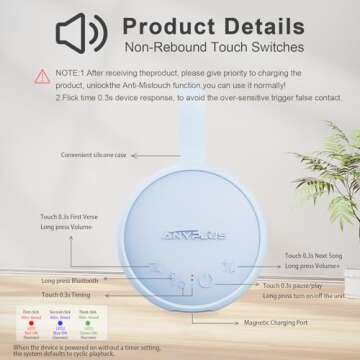 White Noise Sound Machine, Portable Sound Machine for Sleeping Adults & Baby, with Bluetooth 5.1/24 Soothing Sounds/Battery Powered/3 Timer Memory Function for Office/Bedroom/Travel（Blue）