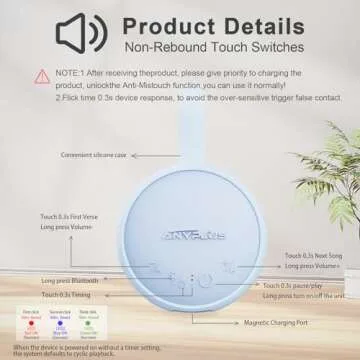 White Noise Sound Machine, Portable Sound Machine for Sleeping Adults & Baby, with Bluetooth 5.1/24 Soothing Sounds/Battery Powered/3 Timer Memory Function for Office/Bedroom/Travel（Blue）