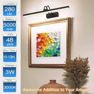 FUNCHDAY Picture Light, Wireless Rechargeable Gallery Light with Remote, 280LM Dimmable Painting Art...