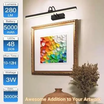 FUNCHDAY Picture Light, Wireless Rechargeable Gallery Light with Remote, 280LM Dimmable Painting Art...