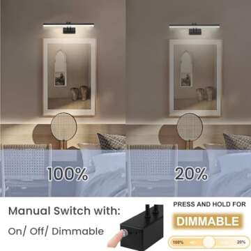 FUNCHDAY Picture Light, Wireless Rechargeable Gallery Light with Remote, 280LM Dimmable Painting Art Lighting Battery Operated, 16" Metal Picture Lights for Wall Art,Paintings,Mirror (Black)