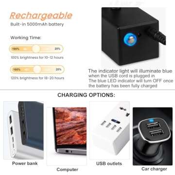 FUNCHDAY Picture Light, Wireless Rechargeable Gallery Light with Remote, 280LM Dimmable Painting Art Lighting Battery Operated, 16" Metal Picture Lights for Wall Art,Paintings,Mirror (Black)