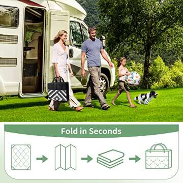 GENIMO Outdoor Rug for Patio Clearance,6'x9' Waterproof Mat,Reversible Plastic Camping Rugs,Rv,Deck,Porch,Camper,Balcony,Backyard,Black & White