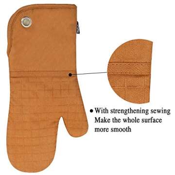 Silicone Groment Oven Mitts with Heat Resistant Non-Slip Set of 2, Oven Gloves and Pot Holders Kitchen Set for BBQ Cooking Baking, Grilling, Barbecue, Machine Washable Orange