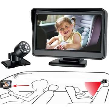 FEISIKE Car Baby Camera, 4.3'' HD Infrared Night Vision Function Baby Car Camera Display, Backseat C...