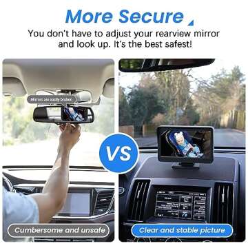 FEISIKE Car Baby Camera, 4.3'' HD Infrared Night Vision Function Baby Car Camera Display, Backseat Car Camera for Baby with 150° Wide View & 360° Rotatable Easy Installation in 5 Mins Baby Car Mirror